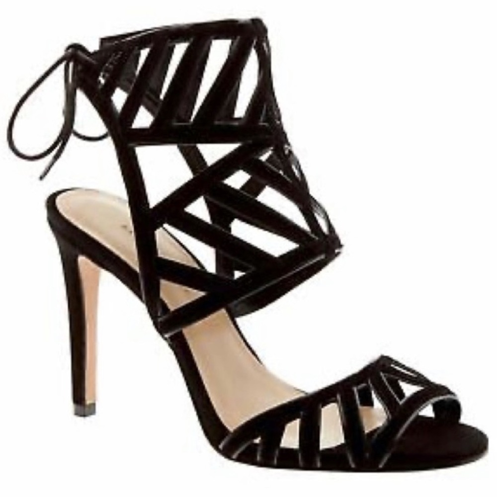 Banana republic suede strappy laser cut heels